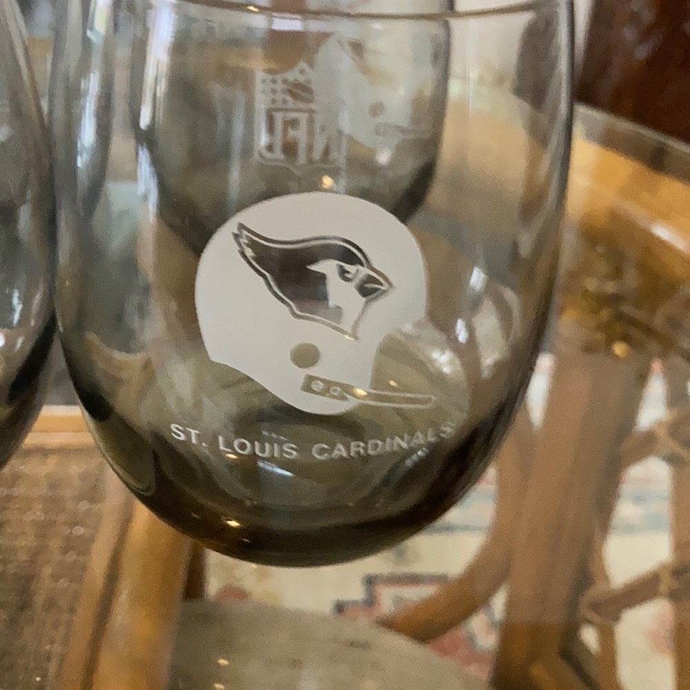 St. Louis Cardinals NFL glasses smoky roly poly glasses, vintage price per glass